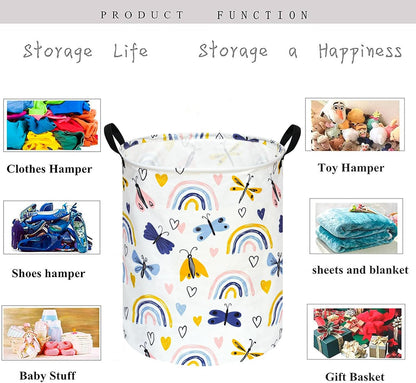 Kids Laundry Hamper Clothes Gift Basket Storage Laundry Baskets Organizer Bin with Handles for Nursery Room (Excavator)