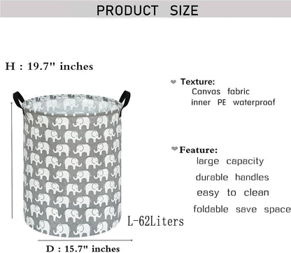 Kids Laundry Hamper Clothes Gift Basket Storage Laundry Baskets Organizer Bin with Handles for Nursery Room (Excavator)