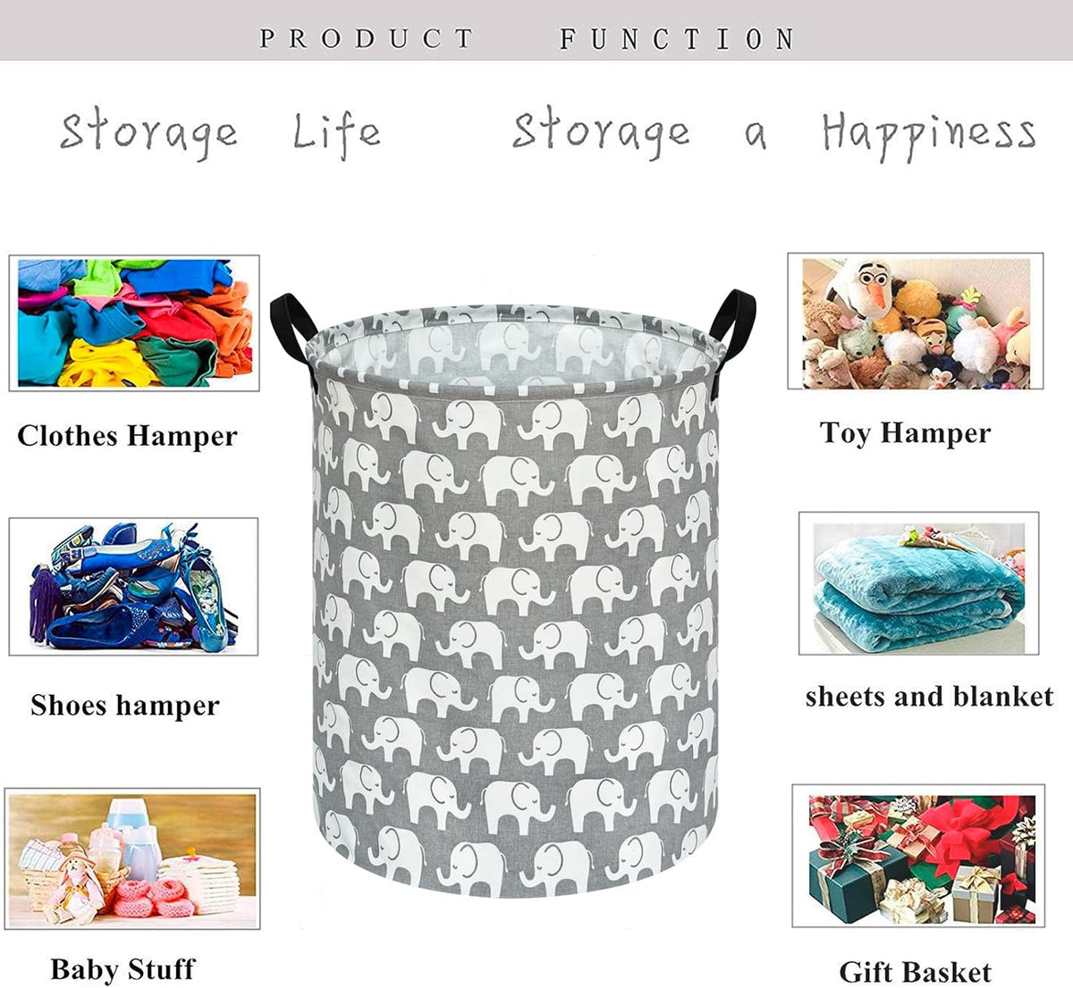 Kids Laundry Hamper Clothes Gift Basket Storage Laundry Baskets Organizer Bin with Handles for Nursery Room (Excavator)