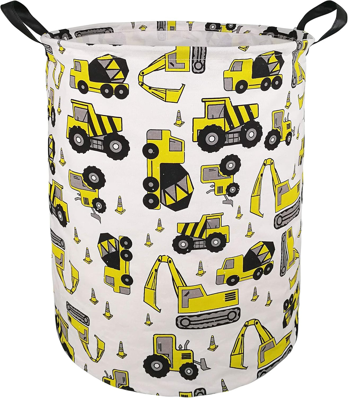 Kids Laundry Hamper Clothes Gift Basket Storage Laundry Baskets Organizer Bin with Handles for Nursery Room (Excavator)