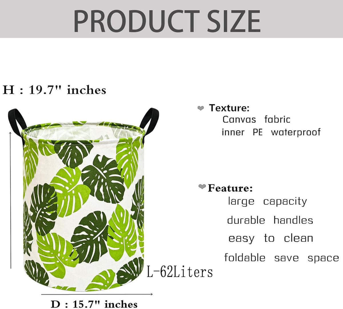 Kids Laundry Hamper Clothes Gift Basket Storage Laundry Baskets Organizer Bin with Handles for Nursery Room (Excavator)
