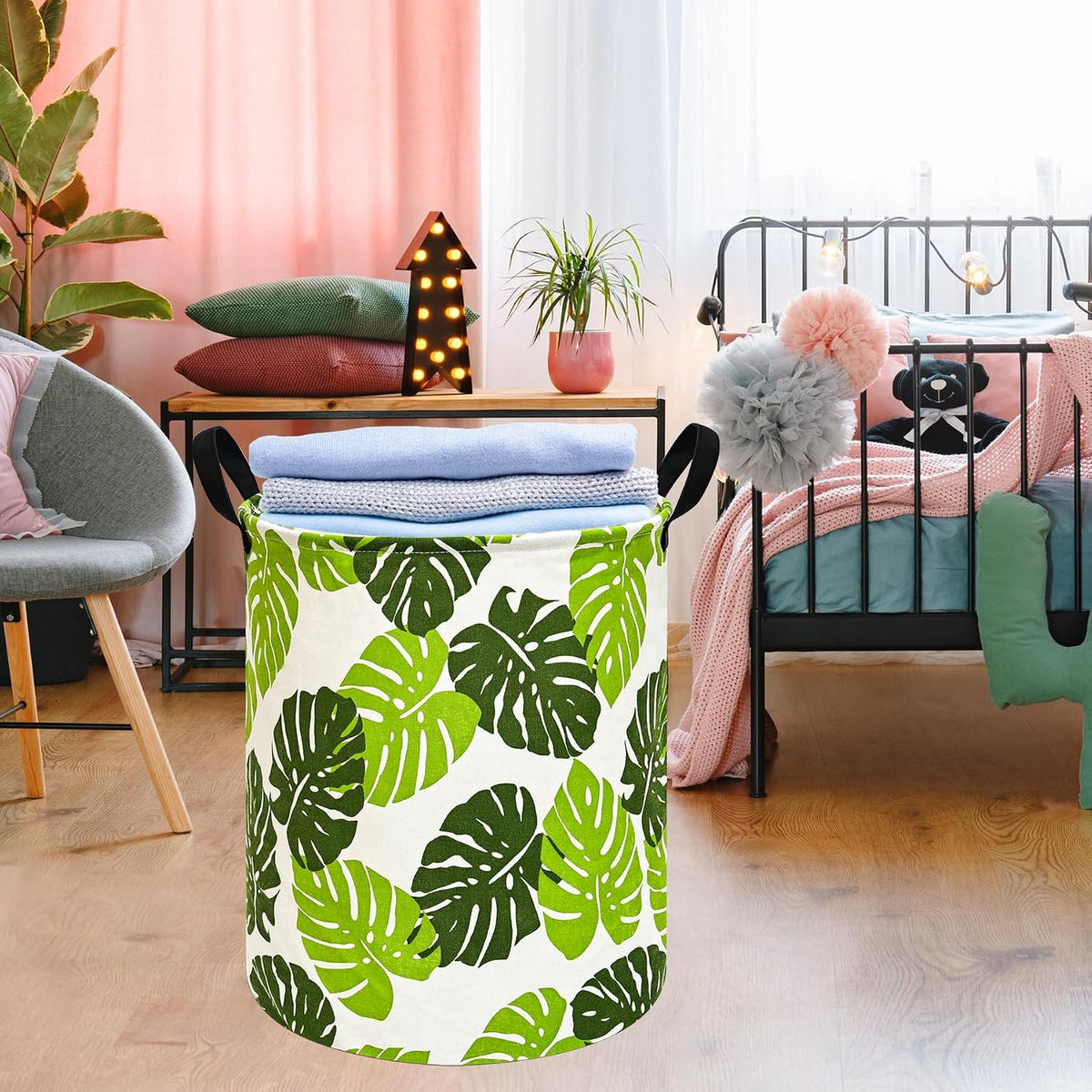 Kids Laundry Hamper Clothes Gift Basket Storage Laundry Baskets Organizer Bin with Handles for Nursery Room (Excavator)