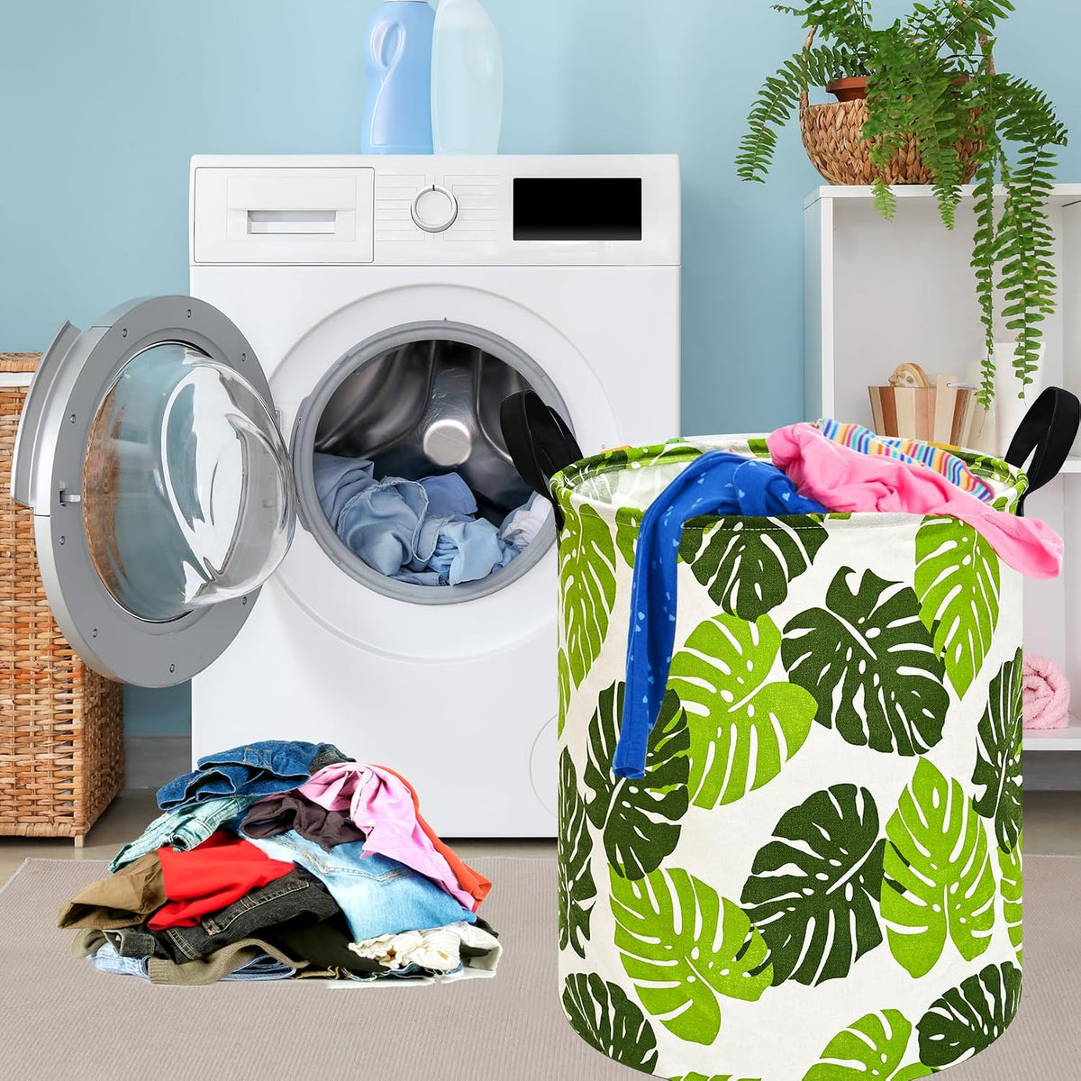 Kids Laundry Hamper Clothes Gift Basket Storage Laundry Baskets Organizer Bin with Handles for Nursery Room (Excavator)