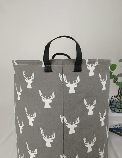 Kids Laundry Hamper Clothes Gift Basket Storage Laundry Baskets Organizer Bin with Handles for Nursery Room (Excavator)
