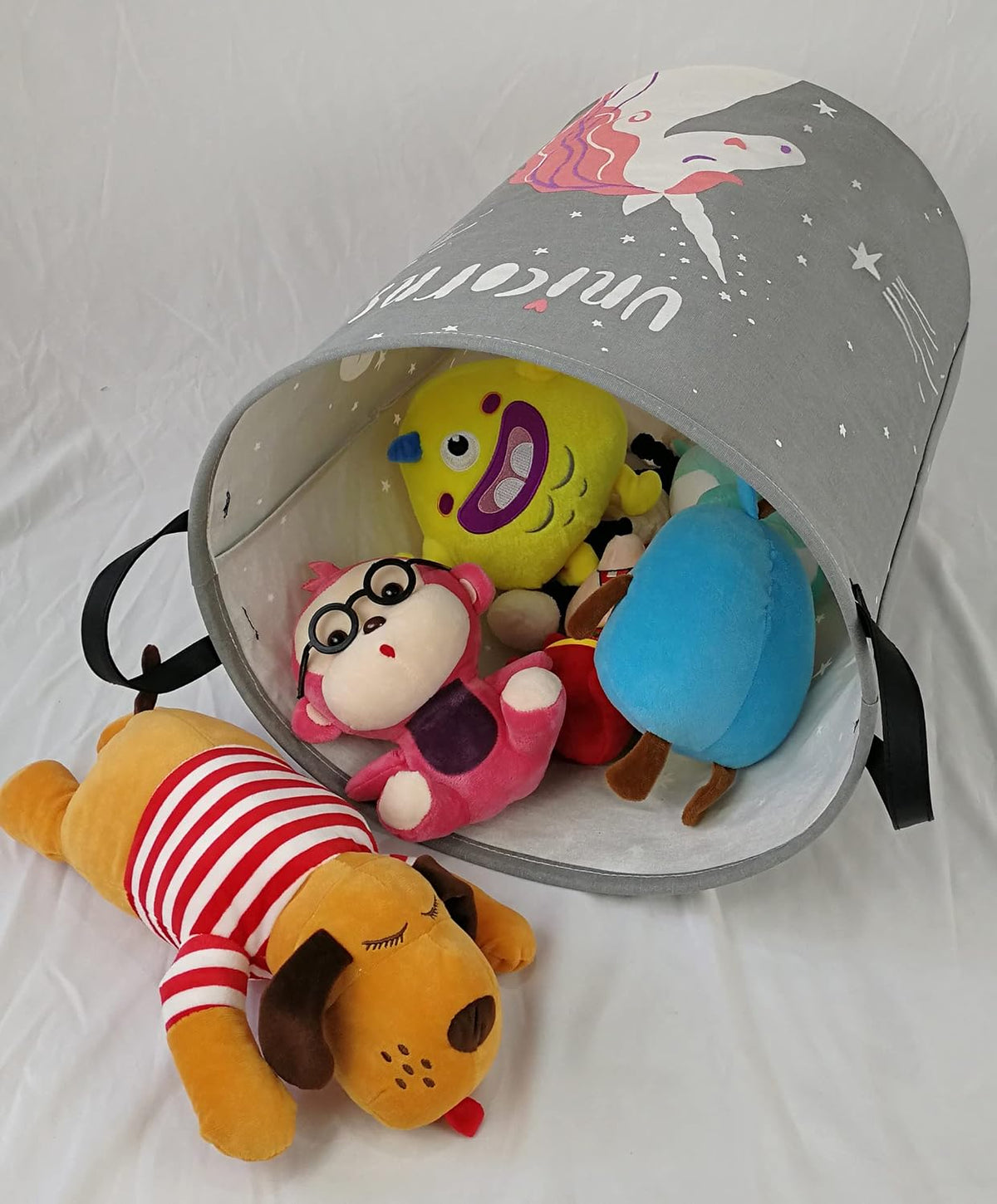Kids Laundry Hamper Clothes Gift Basket Storage Laundry Baskets Organizer Bin with Handles for Nursery Room (Excavator)