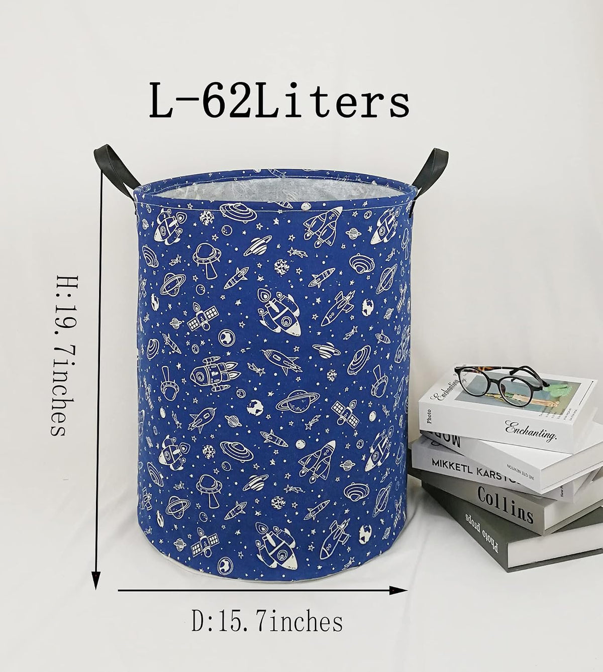 Kids Laundry Hamper Clothes Gift Basket Storage Laundry Baskets Organizer Bin with Handles for Nursery Room (Excavator)