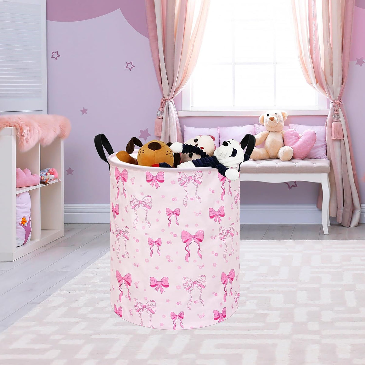 Kids Laundry Hamper Clothes Gift Basket Storage Laundry Baskets Organizer Bin with Handles for Nursery Room (Excavator)