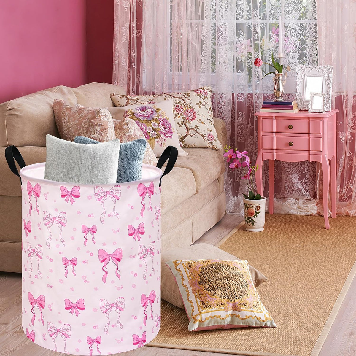 Kids Laundry Hamper Clothes Gift Basket Storage Laundry Baskets Organizer Bin with Handles for Nursery Room (Excavator)