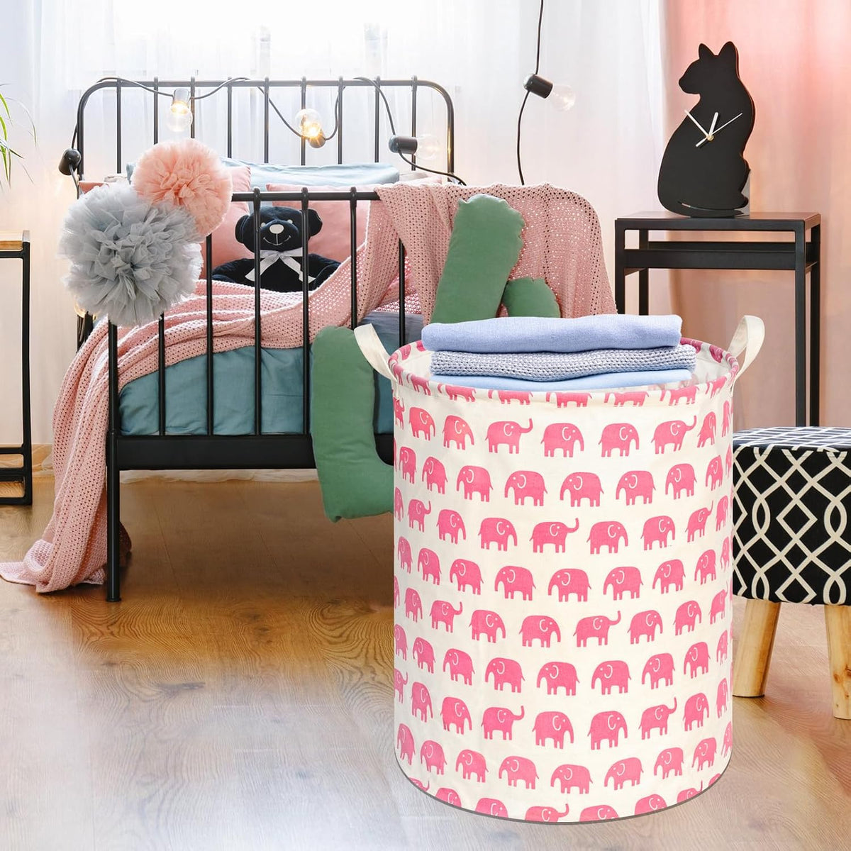 Kids Laundry Hamper Clothes Gift Basket Storage Laundry Baskets Organizer Bin with Handles for Nursery Room (Excavator)