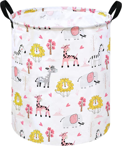 Kids Laundry Hamper Clothes Gift Basket Storage Laundry Baskets Organizer Bin with Handles for Nursery Room (Excavator)