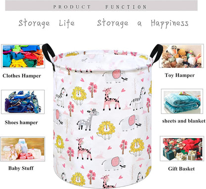 Kids Laundry Hamper Clothes Gift Basket Storage Laundry Baskets Organizer Bin with Handles for Nursery Room (Excavator)