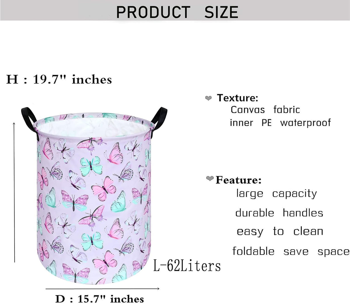 Kids Laundry Hamper Clothes Gift Basket Storage Laundry Baskets Organizer Bin with Handles for Nursery Room (Excavator)