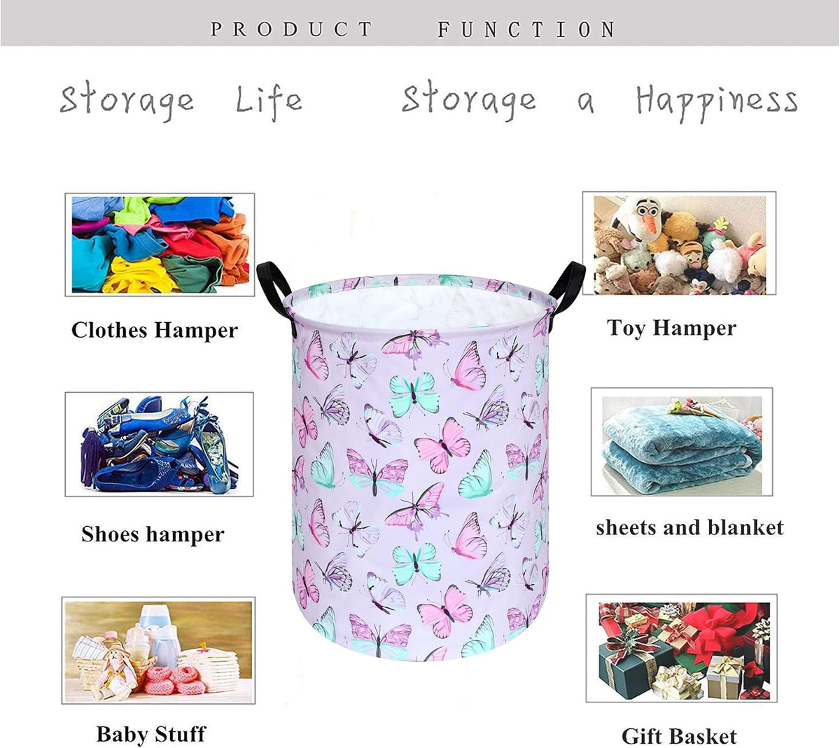 Kids Laundry Hamper Clothes Gift Basket Storage Laundry Baskets Organizer Bin with Handles for Nursery Room (Excavator)