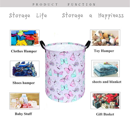 Kids Laundry Hamper Clothes Gift Basket Storage Laundry Baskets Organizer Bin with Handles for Nursery Room (Excavator)