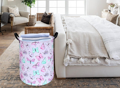 Kids Laundry Hamper Clothes Gift Basket Storage Laundry Baskets Organizer Bin with Handles for Nursery Room (Excavator)