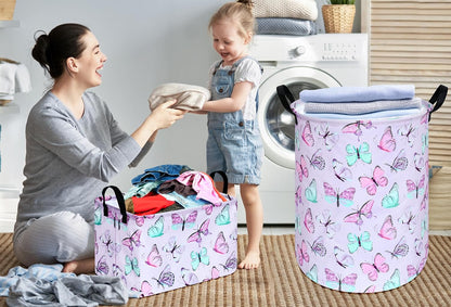 Kids Laundry Hamper Clothes Gift Basket Storage Laundry Baskets Organizer Bin with Handles for Nursery Room (Excavator)