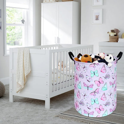 Kids Laundry Hamper Clothes Gift Basket Storage Laundry Baskets Organizer Bin with Handles for Nursery Room (Excavator)