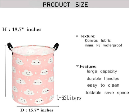 Kids Laundry Hamper Clothes Gift Basket Storage Laundry Baskets Organizer Bin with Handles for Nursery Room (Excavator)