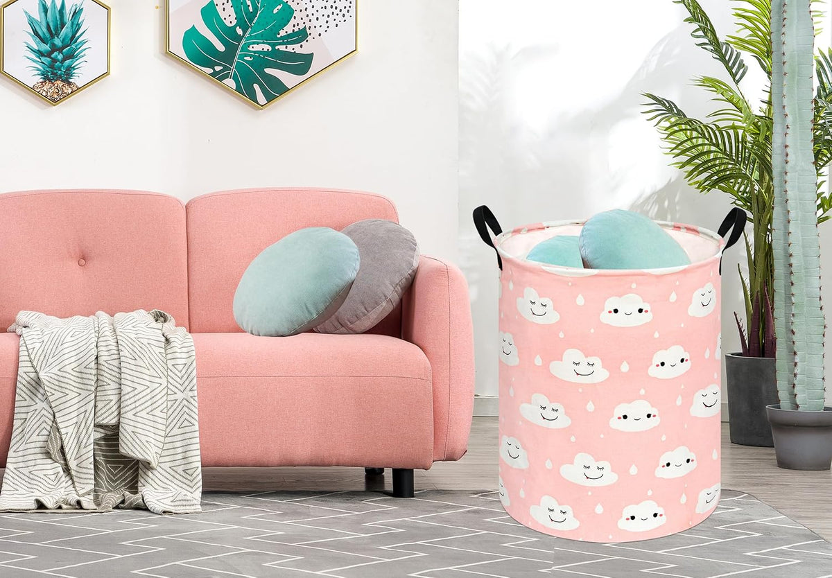 Kids Laundry Hamper Clothes Gift Basket Storage Laundry Baskets Organizer Bin with Handles for Nursery Room (Excavator)