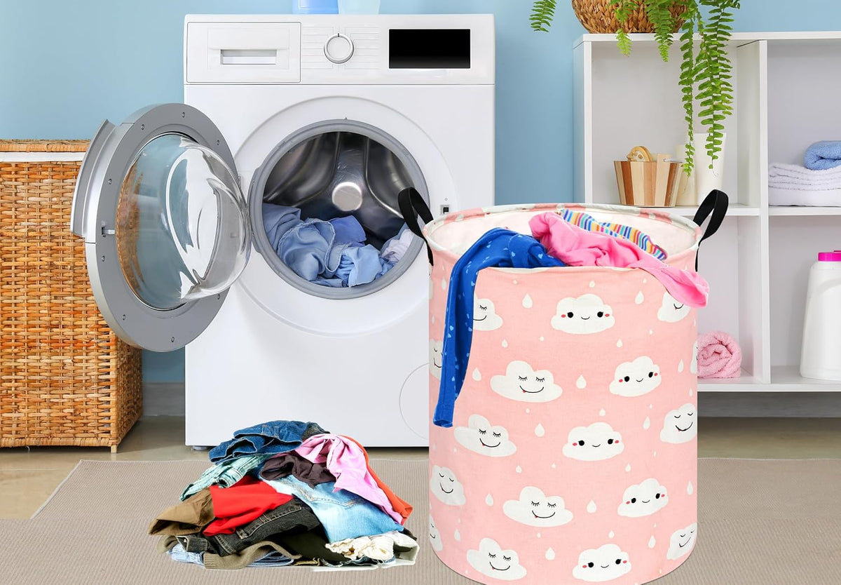 Kids Laundry Hamper Clothes Gift Basket Storage Laundry Baskets Organizer Bin with Handles for Nursery Room (Excavator)