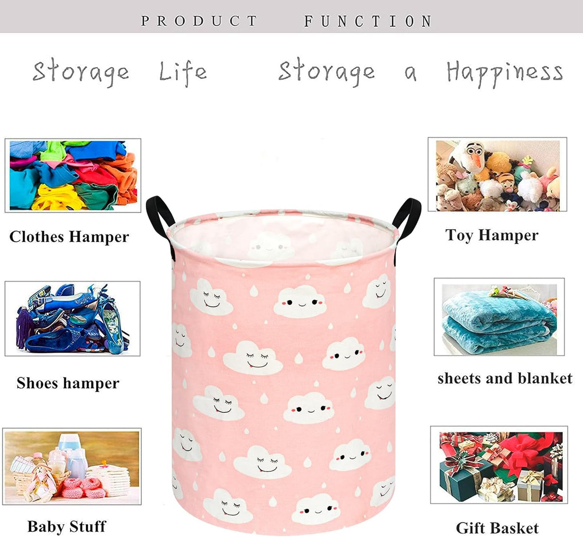 Kids Laundry Hamper Clothes Gift Basket Storage Laundry Baskets Organizer Bin with Handles for Nursery Room (Excavator)