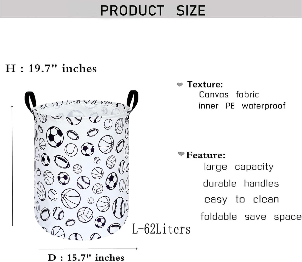 Kids Laundry Hamper Clothes Gift Basket Storage Laundry Baskets Organizer Bin with Handles for Nursery Room (Excavator)