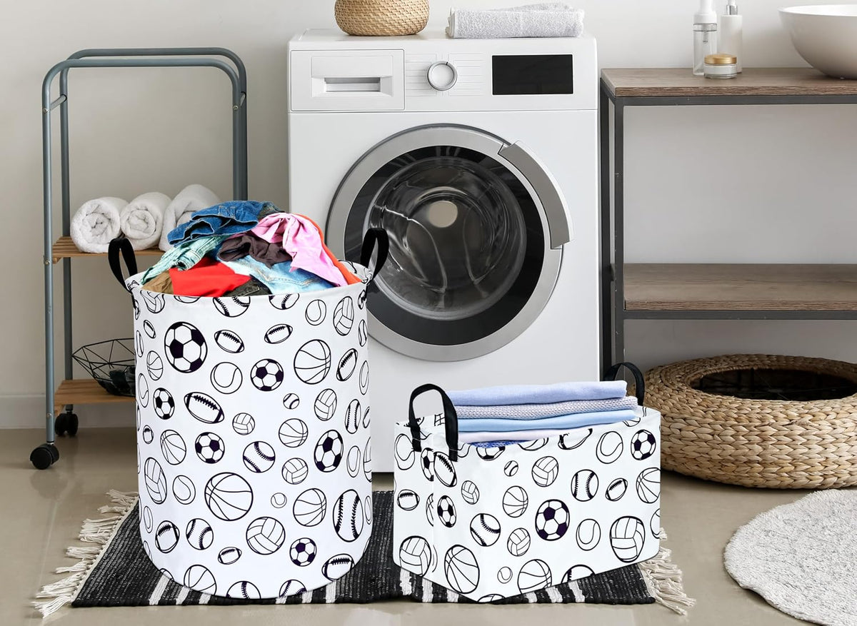 Kids Laundry Hamper Clothes Gift Basket Storage Laundry Baskets Organizer Bin with Handles for Nursery Room (Excavator)
