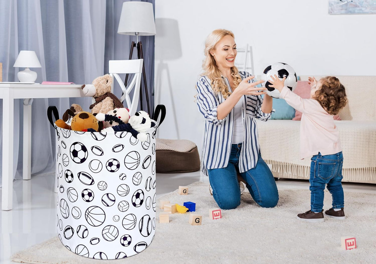 Kids Laundry Hamper Clothes Gift Basket Storage Laundry Baskets Organizer Bin with Handles for Nursery Room (Excavator)