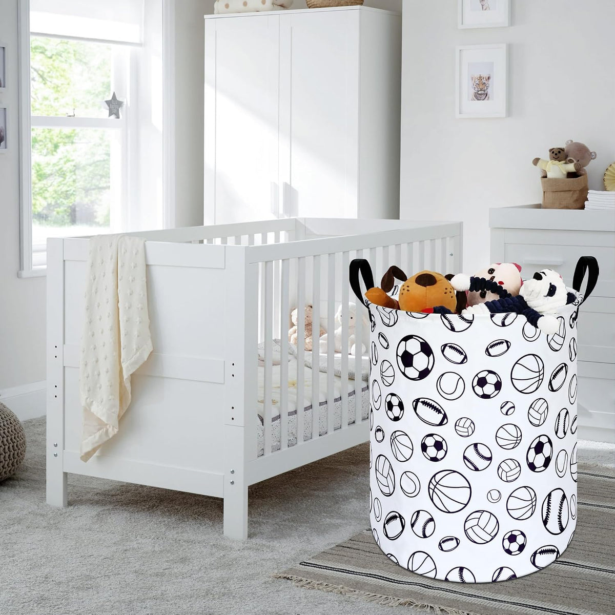 Kids Laundry Hamper Clothes Gift Basket Storage Laundry Baskets Organizer Bin with Handles for Nursery Room (Excavator)