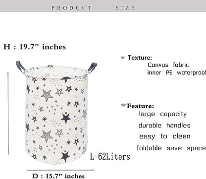 Kids Laundry Hamper Clothes Gift Basket Storage Laundry Baskets Organizer Bin with Handles for Nursery Room (Excavator)