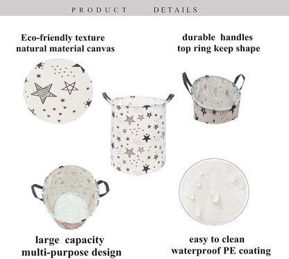 Kids Laundry Hamper Clothes Gift Basket Storage Laundry Baskets Organizer Bin with Handles for Nursery Room (Excavator)