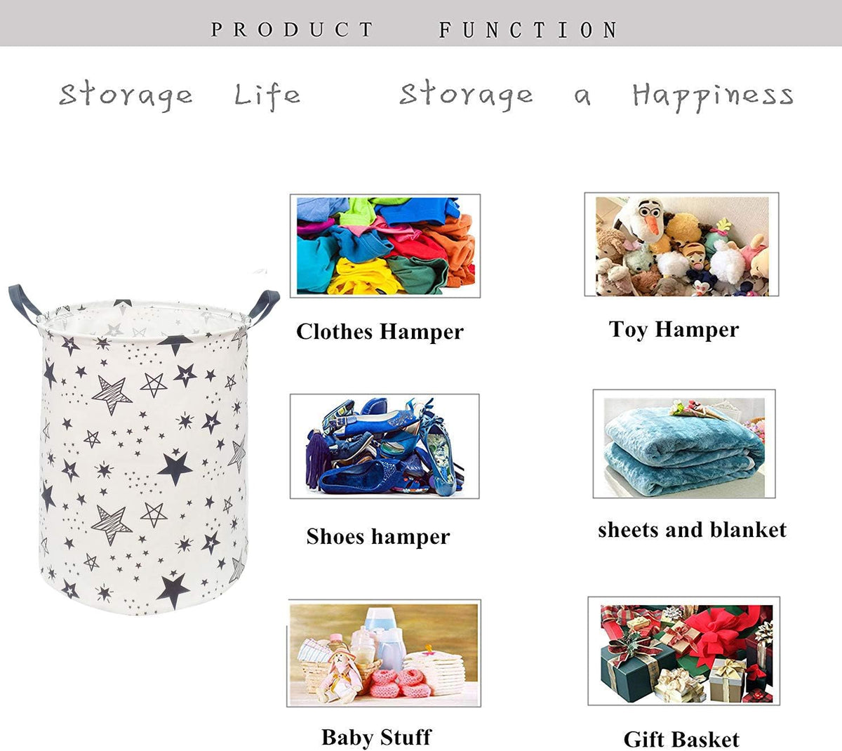 Kids Laundry Hamper Clothes Gift Basket Storage Laundry Baskets Organizer Bin with Handles for Nursery Room (Excavator)