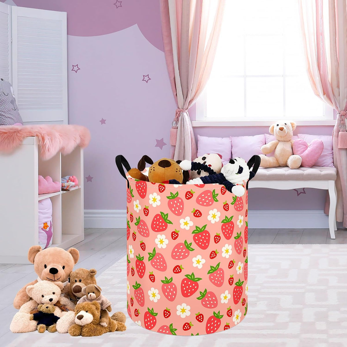 Kids Laundry Hamper Clothes Gift Basket Storage Laundry Baskets Organizer Bin with Handles for Nursery Room (Excavator)