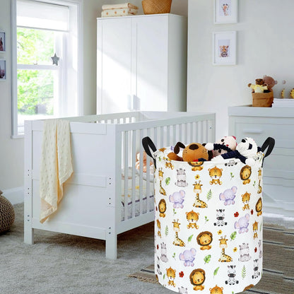 Kids Laundry Hamper Clothes Gift Basket Storage Laundry Baskets Organizer Bin with Handles for Nursery Room (Excavator)
