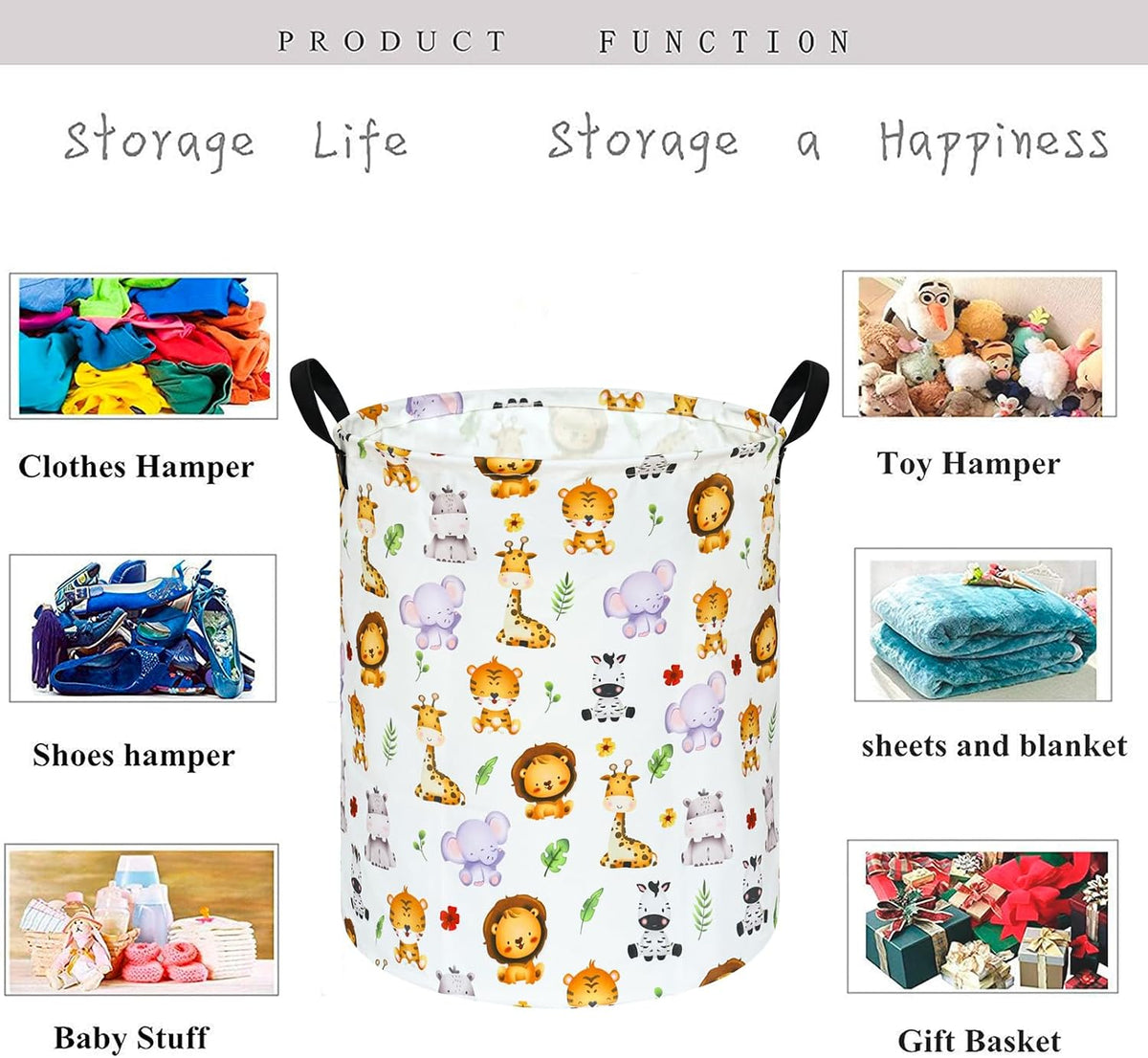 Kids Laundry Hamper Clothes Gift Basket Storage Laundry Baskets Organizer Bin with Handles for Nursery Room (Excavator)