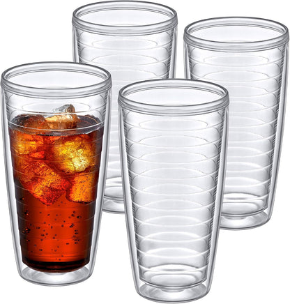 Alaska - 24-Ounce Insulated Tumblers (Set of 4), Double-Wall Drinking Glasses, Mixed-Color Reusable Cups, BPA-Free, Shatter-Proof, Dishwasher-Safe