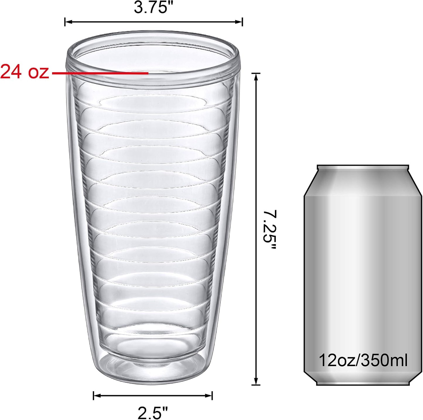 Alaska - 24-Ounce Insulated Tumblers (Set of 4), Double-Wall Drinking Glasses, Mixed-Color Reusable Cups, BPA-Free, Shatter-Proof, Dishwasher-Safe