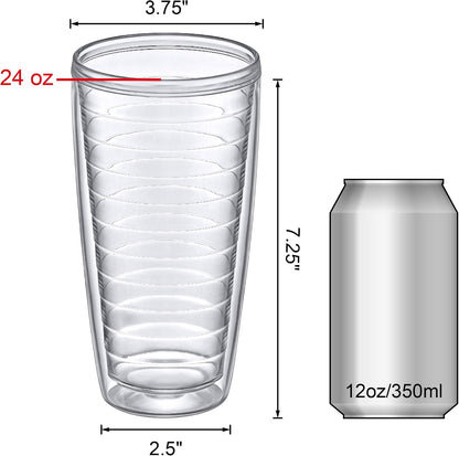 Alaska - 24-Ounce Insulated Tumblers (Set of 4), Double-Wall Drinking Glasses, Mixed-Color Reusable Cups, BPA-Free, Shatter-Proof, Dishwasher-Safe