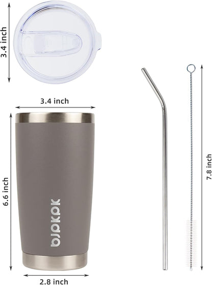20oz Coffee Tumbler with Lid & Straw, Insulated Stainless Steel Mug - Colors B
