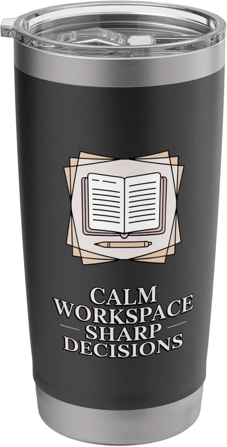 Calm Workspace Sharp Decisions Executive Desk Stainless Steel Insulated Tumbler