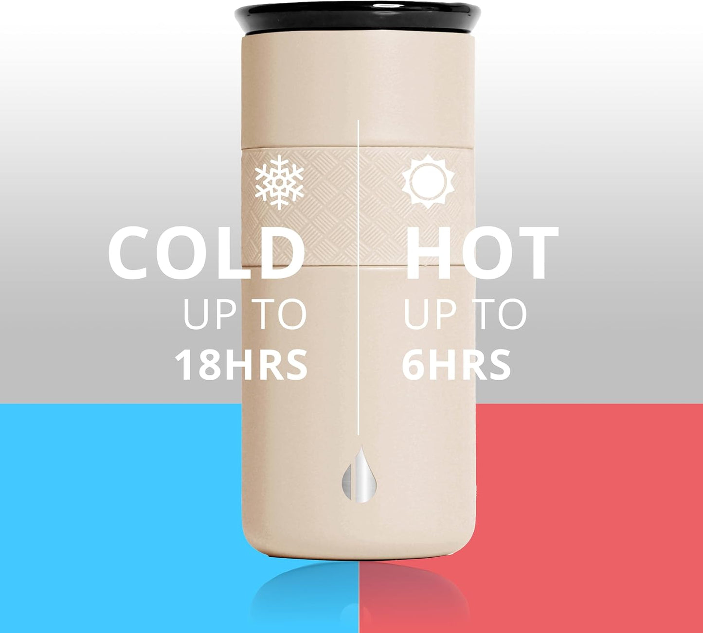 Artisan Insulated Tumbler, Triple Wall Coffee Travel Mug, Reusable Stainless Steel Coffee Tumbler with Ceramic Lid, Thermal Coffee Cups for Hot (6 Hrs) & Cold (18 Hrs), 16oz - Beige
