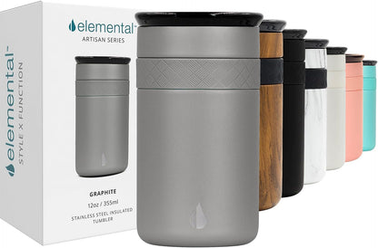 Artisan Insulated Tumbler, Triple Wall Coffee Travel Mug, Reusable Stainless Steel Coffee Tumbler with Ceramic Lid, Thermal Coffee Cups for Hot (6 Hrs) & Cold (18 Hrs), 16oz - Beige