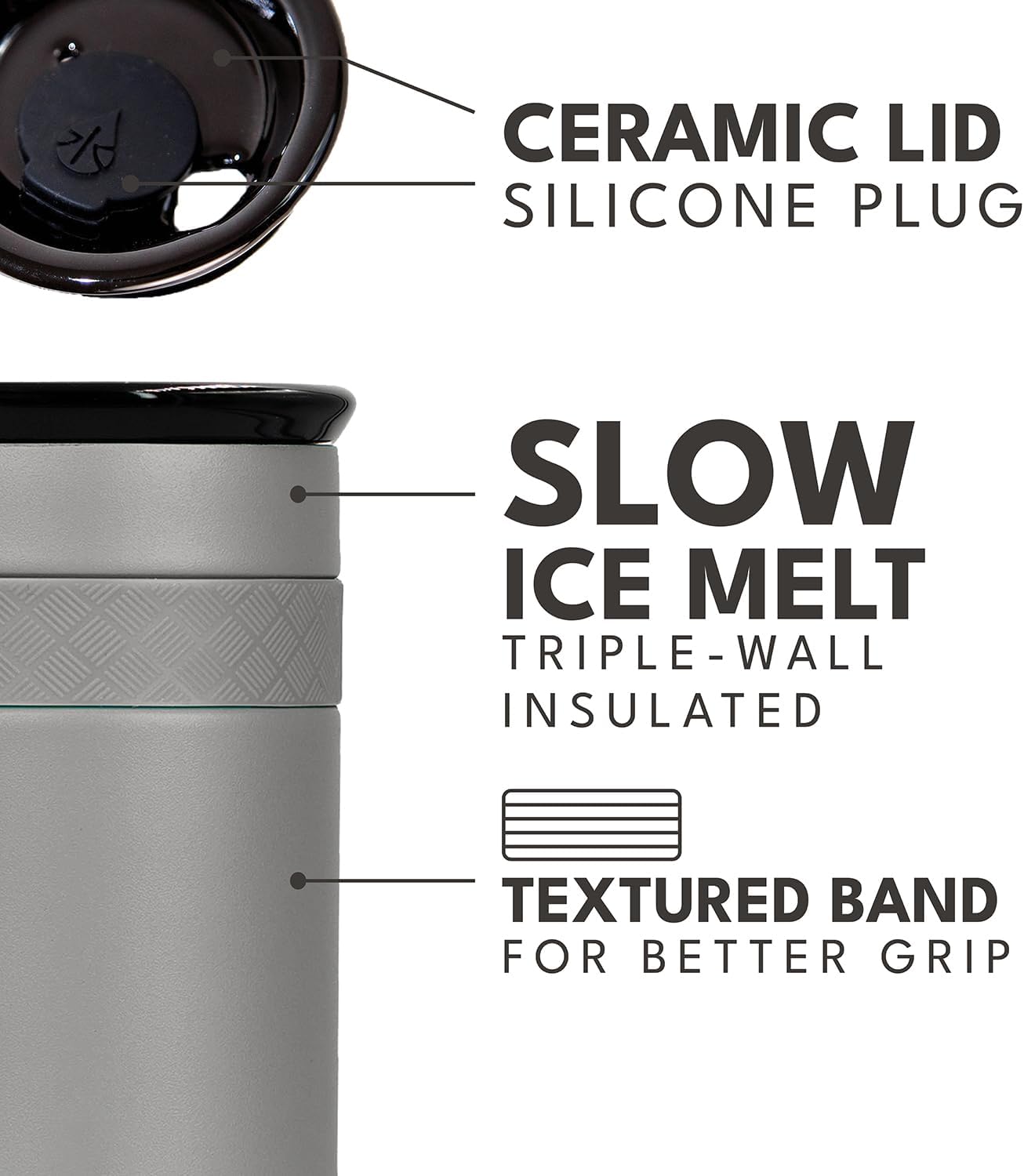 Artisan Insulated Tumbler, Triple Wall Coffee Travel Mug, Reusable Stainless Steel Coffee Tumbler with Ceramic Lid, Thermal Coffee Cups for Hot (6 Hrs) & Cold (18 Hrs), 16oz - Beige