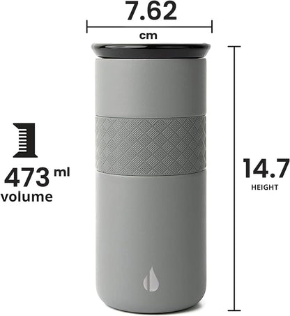 Artisan Insulated Tumbler, Triple Wall Coffee Travel Mug, Reusable Stainless Steel Coffee Tumbler with Ceramic Lid, Thermal Coffee Cups for Hot (6 Hrs) & Cold (18 Hrs), 16oz - Beige