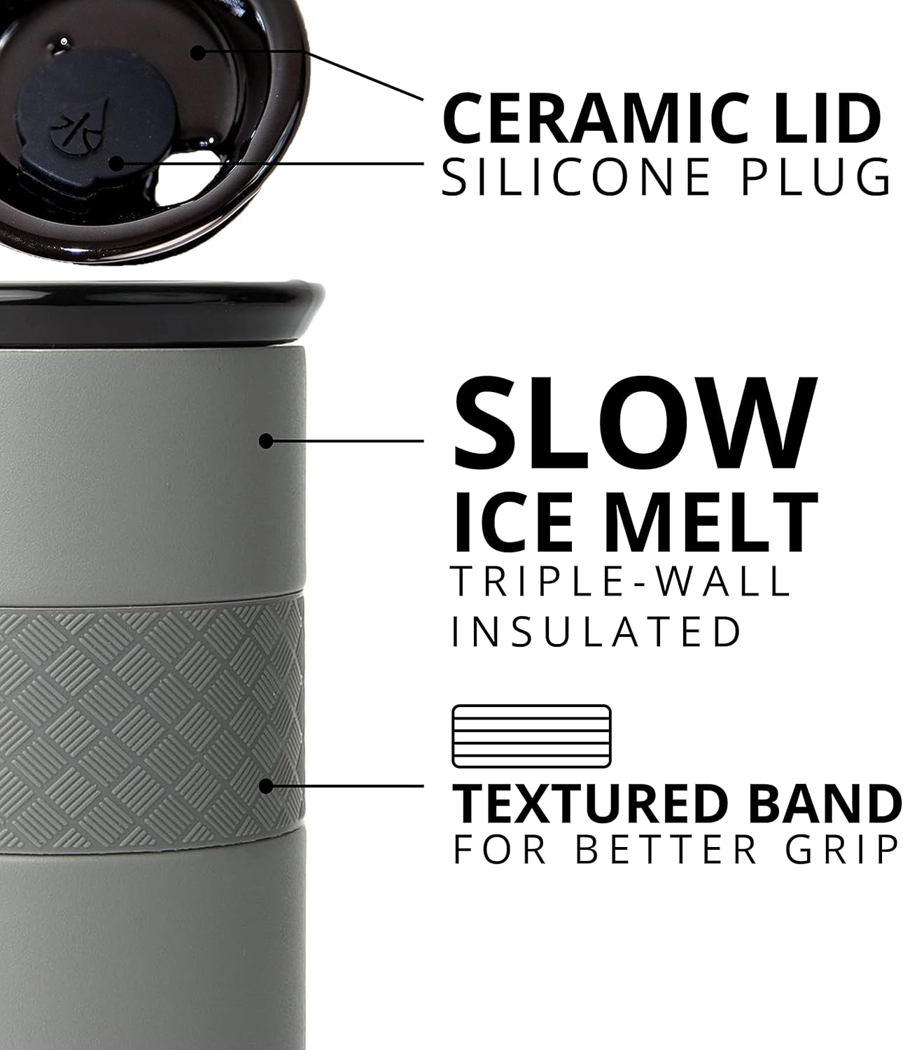 Artisan Insulated Tumbler, Triple Wall Coffee Travel Mug, Reusable Stainless Steel Coffee Tumbler with Ceramic Lid, Thermal Coffee Cups for Hot (6 Hrs) & Cold (18 Hrs), 16oz - Beige