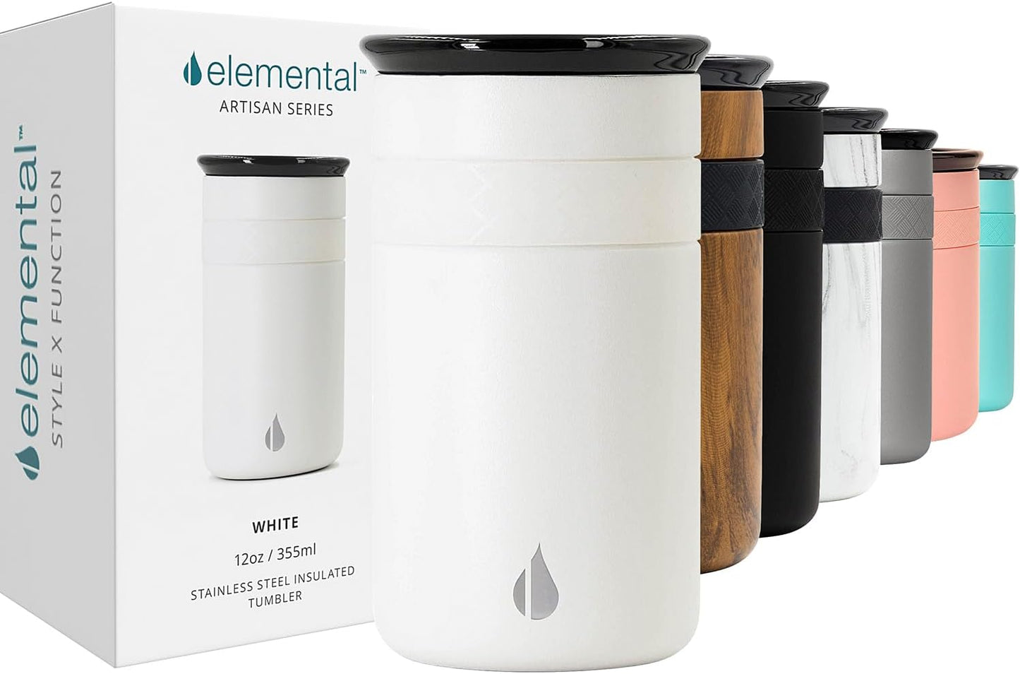 Artisan Insulated Tumbler, Triple Wall Coffee Travel Mug, Reusable Stainless Steel Coffee Tumbler with Ceramic Lid, Thermal Coffee Cups for Hot (6 Hrs) & Cold (18 Hrs), 16oz - Beige