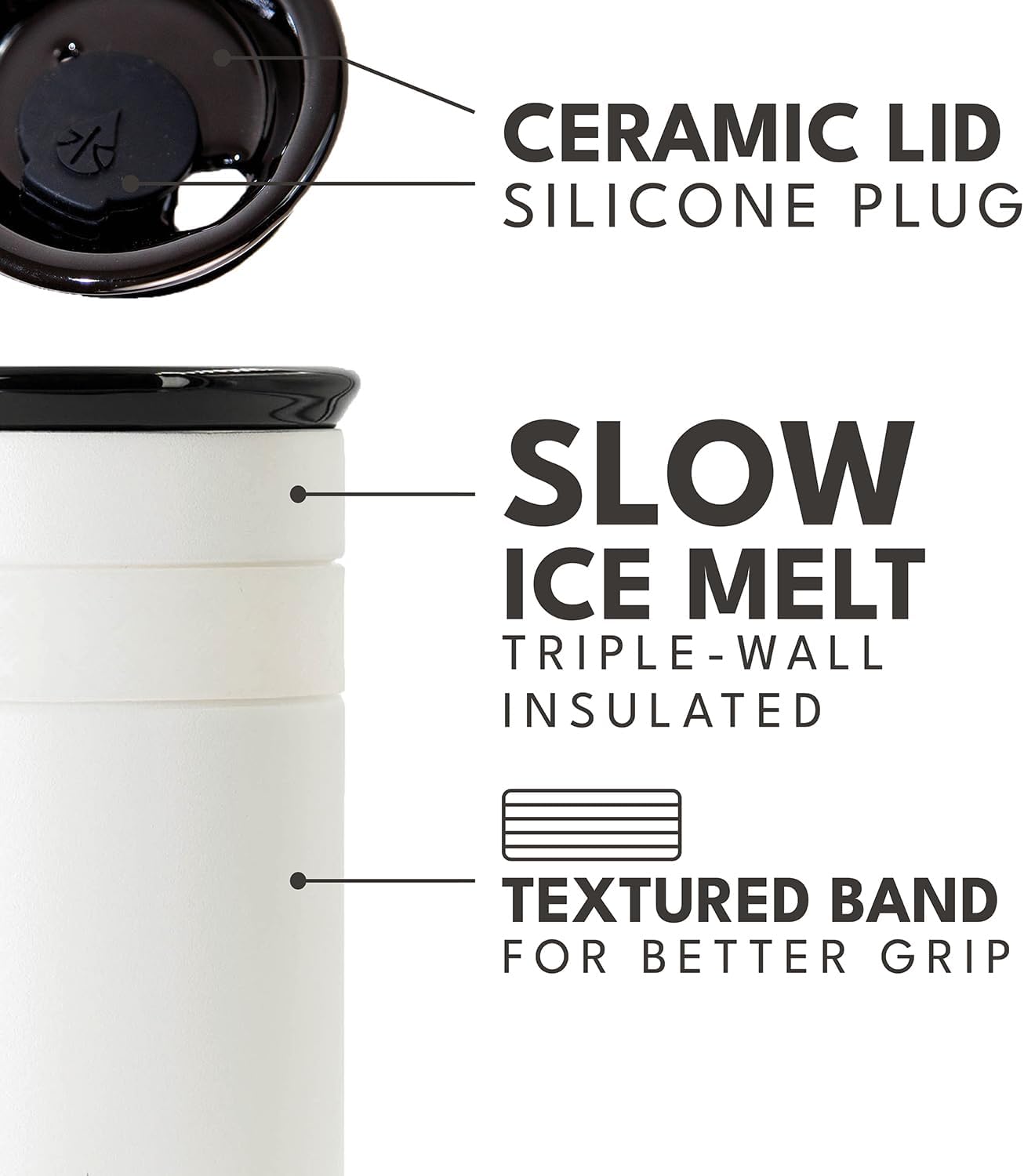 Artisan Insulated Tumbler, Triple Wall Coffee Travel Mug, Reusable Stainless Steel Coffee Tumbler with Ceramic Lid, Thermal Coffee Cups for Hot (6 Hrs) & Cold (18 Hrs), 16oz - Beige