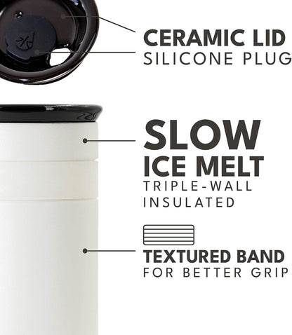 Artisan Insulated Tumbler, Triple Wall Coffee Travel Mug, Reusable Stainless Steel Coffee Tumbler with Ceramic Lid, Thermal Coffee Cups for Hot (6 Hrs) & Cold (18 Hrs), 16oz - Beige