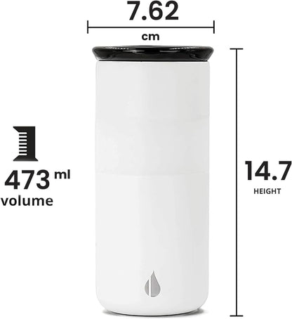 Artisan Insulated Tumbler, Triple Wall Coffee Travel Mug, Reusable Stainless Steel Coffee Tumbler with Ceramic Lid, Thermal Coffee Cups for Hot (6 Hrs) & Cold (18 Hrs), 16oz - Beige