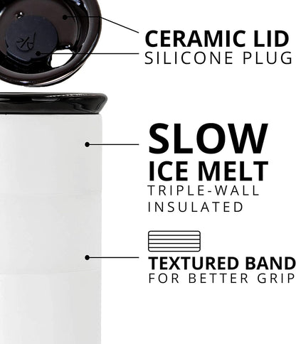 Artisan Insulated Tumbler, Triple Wall Coffee Travel Mug, Reusable Stainless Steel Coffee Tumbler with Ceramic Lid, Thermal Coffee Cups for Hot (6 Hrs) & Cold (18 Hrs), 16oz - Beige